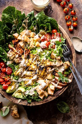 Tajín Chicken Jalapeño Corn Caesar Salad | halfbakedharvest.com